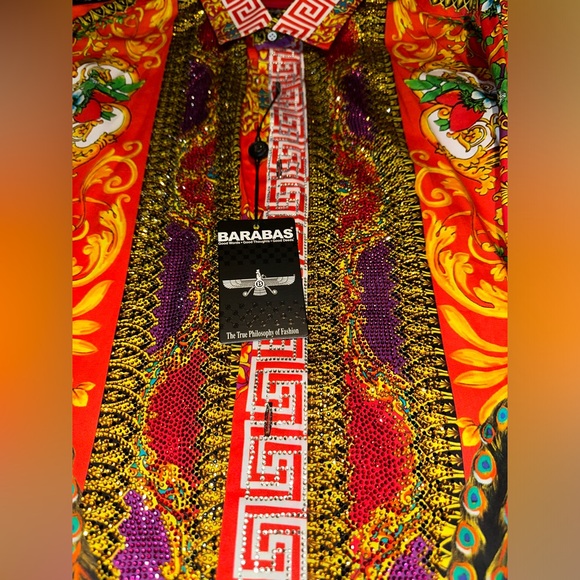 MATCHING MEN SET: Barabas M Shirt, Men Red Slacks 32/32, Mens Dress Shoes Size 9 - Picture 4 of 14